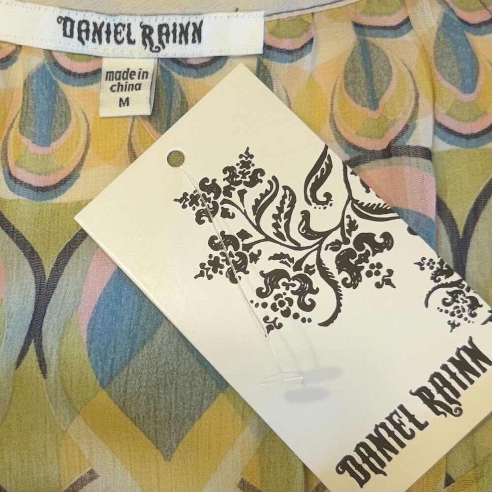 Daniel Rainn Boho Sheer Blouse M Flowing Festival Beach Hippie Top Tunic Shirt - Picture 4 of 12